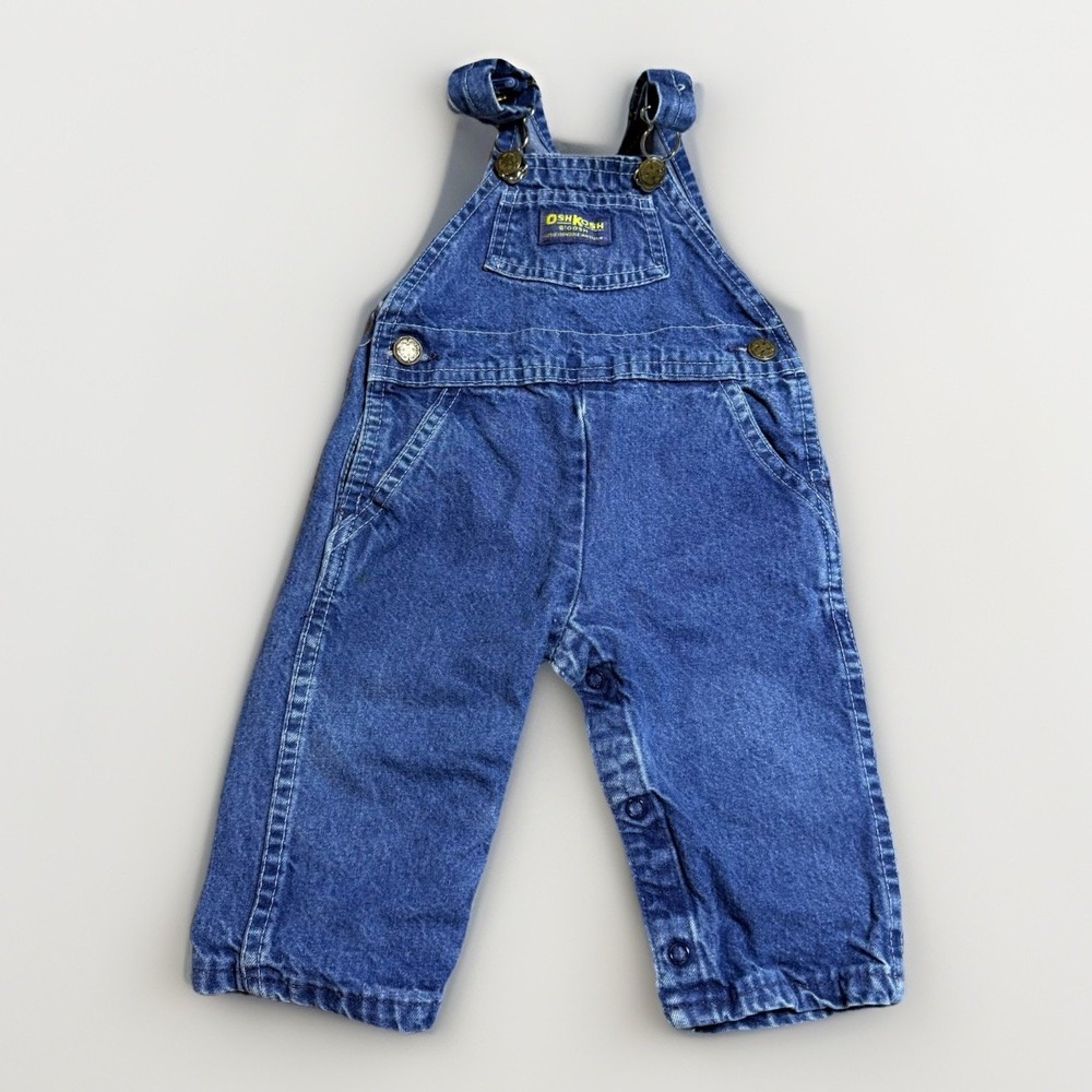 Vintage OshKosh B'Gosh Overalls 6-9M Made in USA Vestbak Denim Baby Blue‎ 90s